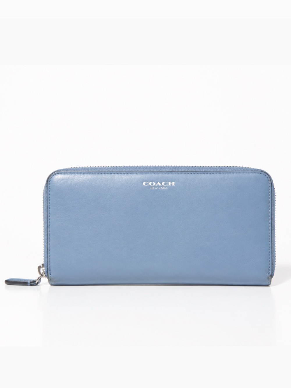Coach Periwinkle Light Blue Leather Accordion Continental Zip Around Long Wallet